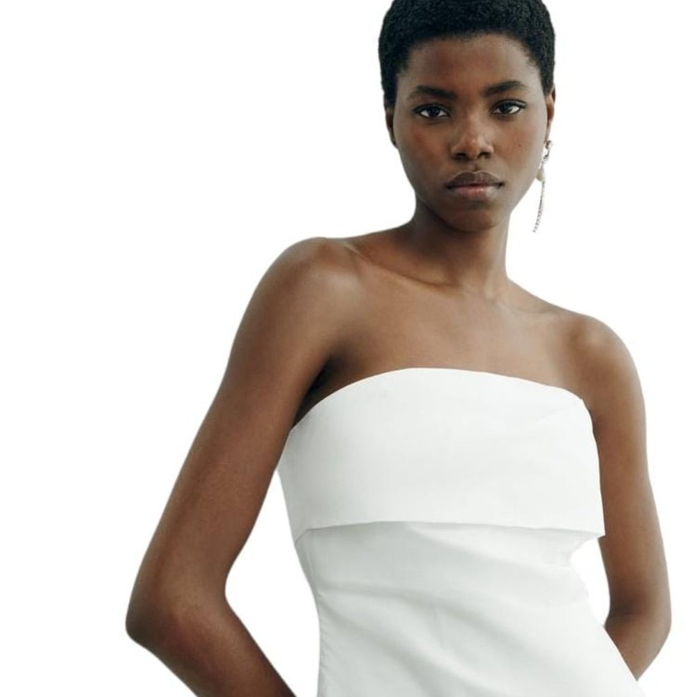 ZARA STRAPLESS TOP White SIZE XS| 2631/210/250